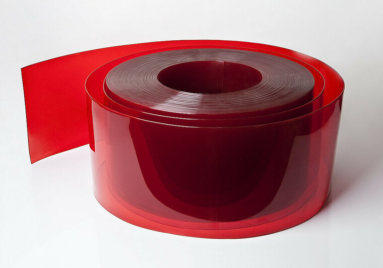 Měkčený PVC pás Standard transparentní červená 200/2 mm